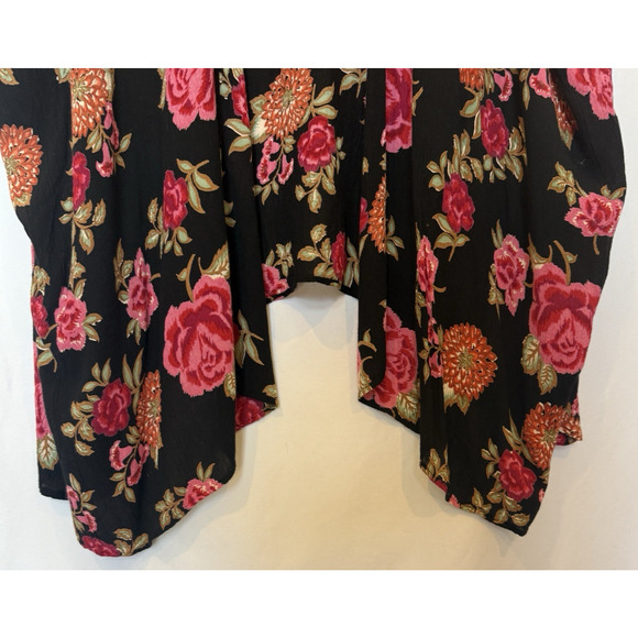 Angie Womens Floral Oversized Kimono Size L Resort Beach Vacation Feminine Boho - Picture 4 of 10